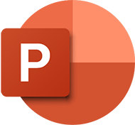 un logo power point, un P dans un rond de couleurr rouge