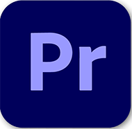 logo premiere pro, un P et un R de couleur violette