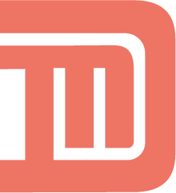 logo avec un D et un M de couleur corail
