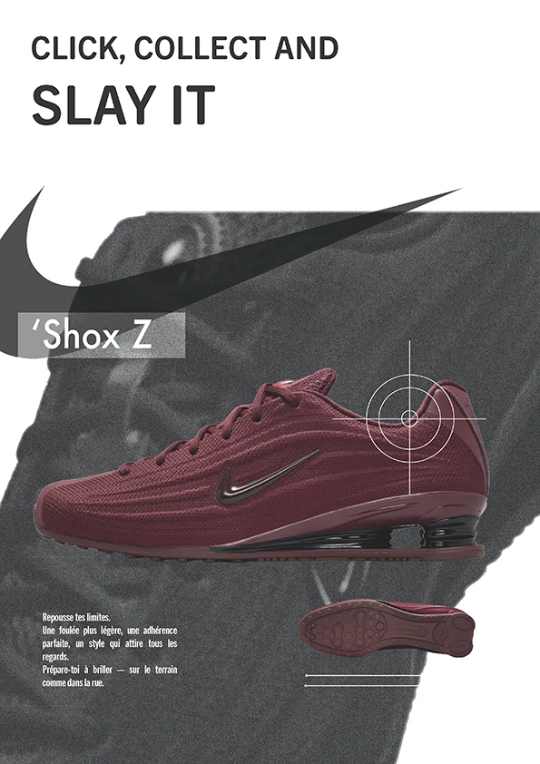 Affiche avec une paire de basket nike Bourdeau au centre